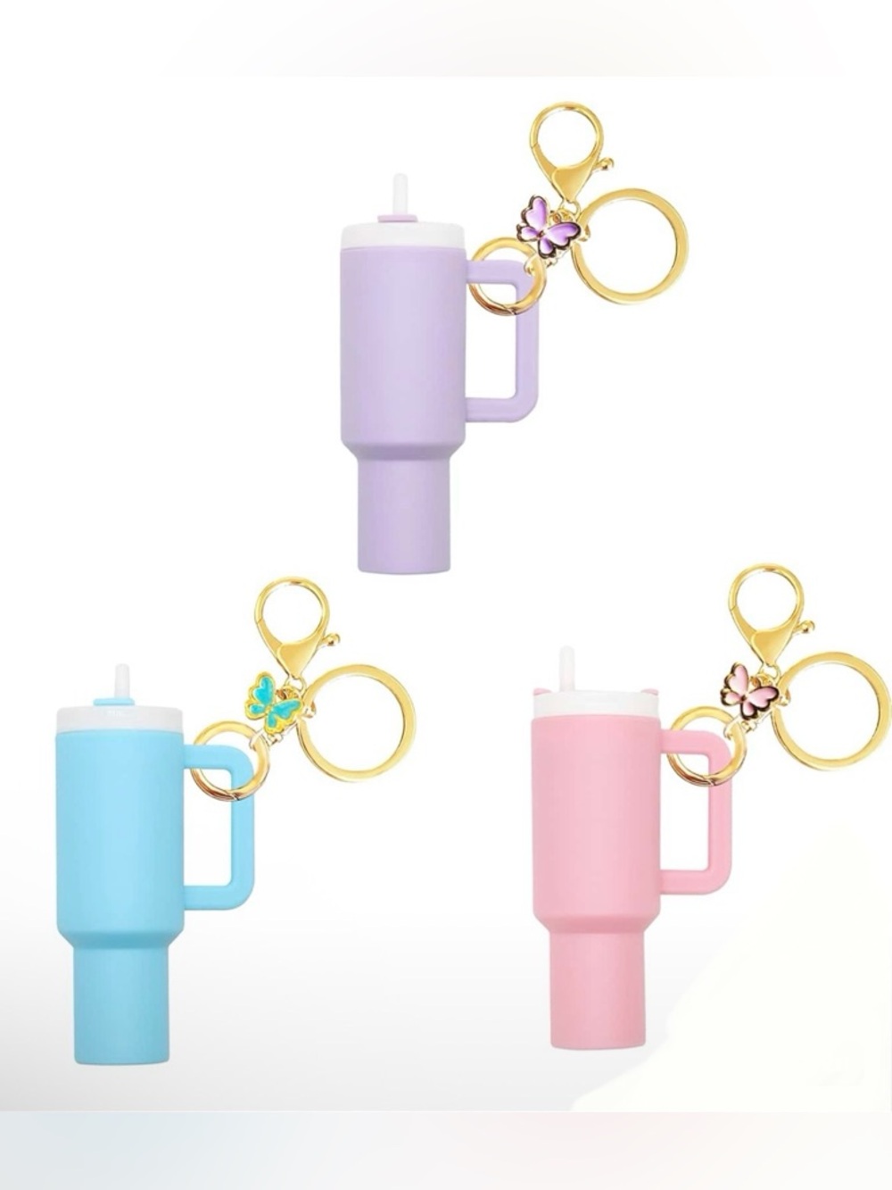Pick 1- Mini Tumbler Cup  Keychain/Bag Charm Accessories With Flower